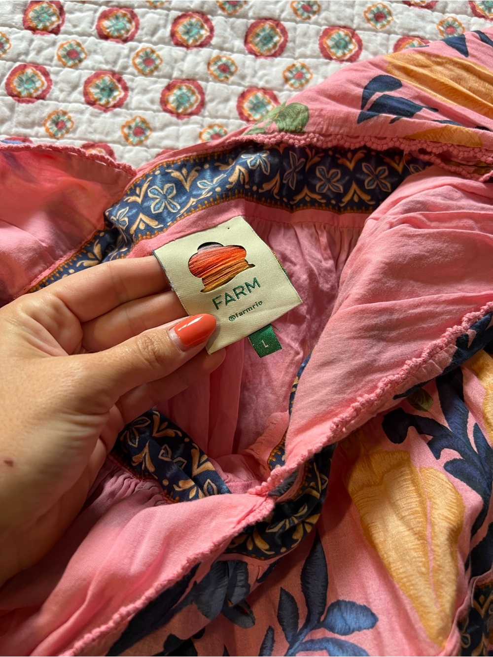 Farm Rio Pink Seashell Tapestry Midi Size Large Retails $275 - Picture 9 of 11